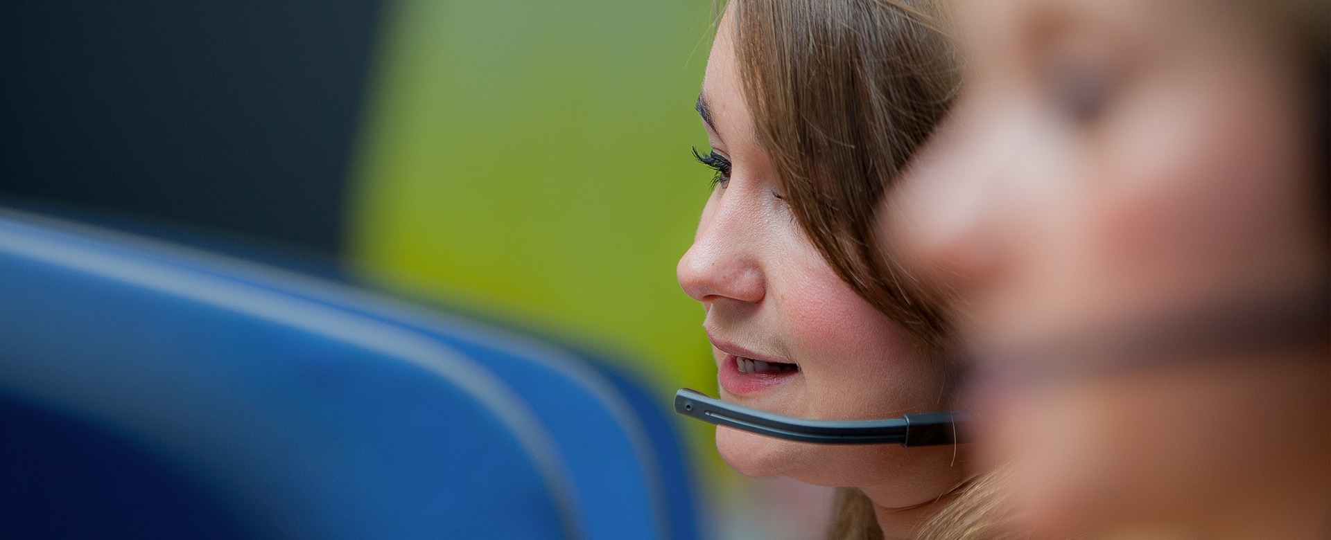 Call centre agent during a call